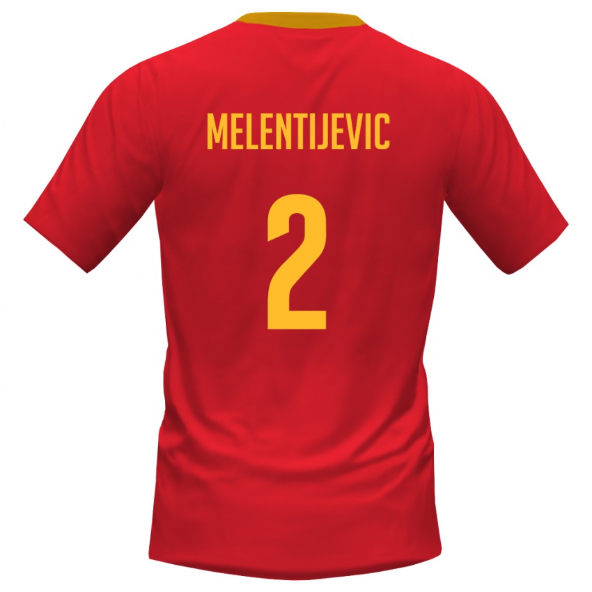 גברים מונטנגרו סטפן מלנטייביץ' #2 אדום צהוב ג'רזי ביתית 26-28 חולצה קצרה