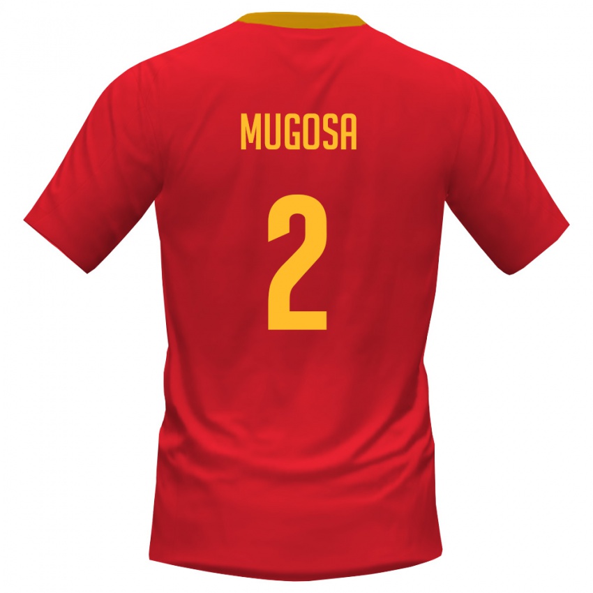 גברים מונטנגרו Zarija Mugosa #2 אדום צהוב ג'רזי ביתית 26-28 חולצה קצרה