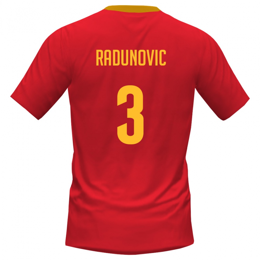 גברים מונטנגרו ריסטו רדונוביץ' #3 אדום צהוב ג'רזי ביתית 26-28 חולצה קצרה