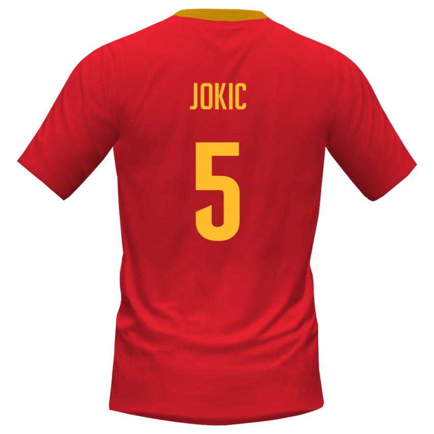 גברים מונטנגרו וואיסלאב יוקיץ׳ #5 אדום צהוב ג'רזי ביתית 26-28 חולצה קצרה