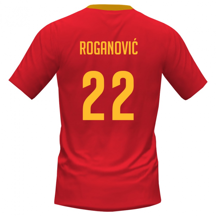 גברים מונטנגרו מילאן רוגאנוביץ' #22 אדום צהוב ג'רזי ביתית 26-28 חולצה קצרה