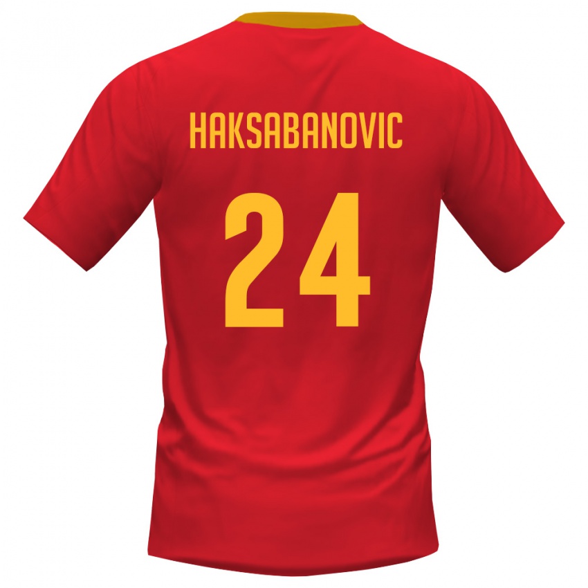 גברים מונטנגרו סיאד הקשאבנוביץ' #24 אדום צהוב ג'רזי ביתית 26-28 חולצה קצרה