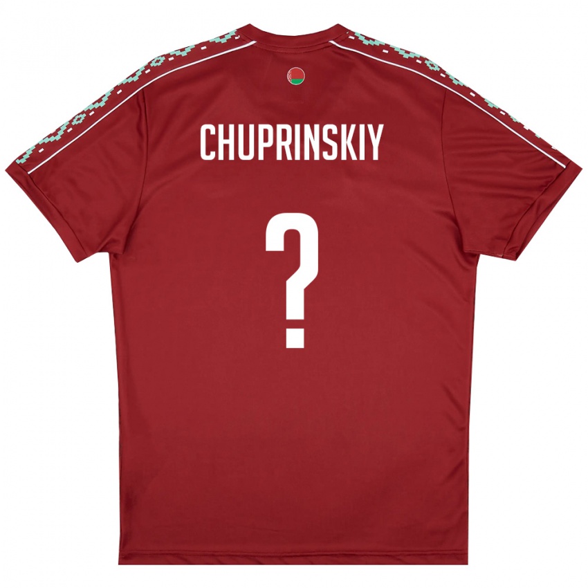 גברים בלארוס Semen Chuprinskiy #0 אדום עמוק לבן ג'רזי ביתית 26-28 חולצה קצרה