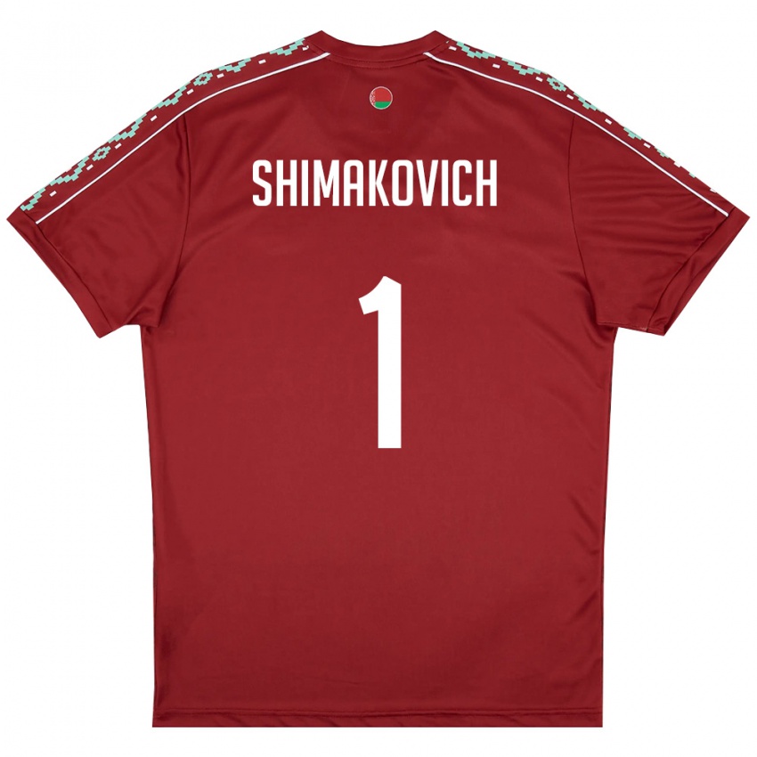 גברים בלארוס Ivan Shimakovich #1 אדום עמוק לבן ג'רזי ביתית 26-28 חולצה קצרה
