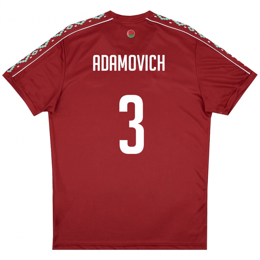 גברים בלארוס Ivan Adamovich #3 אדום עמוק לבן ג'רזי ביתית 26-28 חולצה קצרה