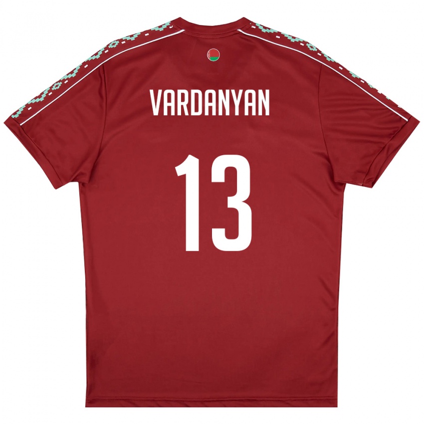 גברים בלארוס קארן ורדניאן #13 אדום עמוק לבן ג'רזי ביתית 26-28 חולצה קצרה