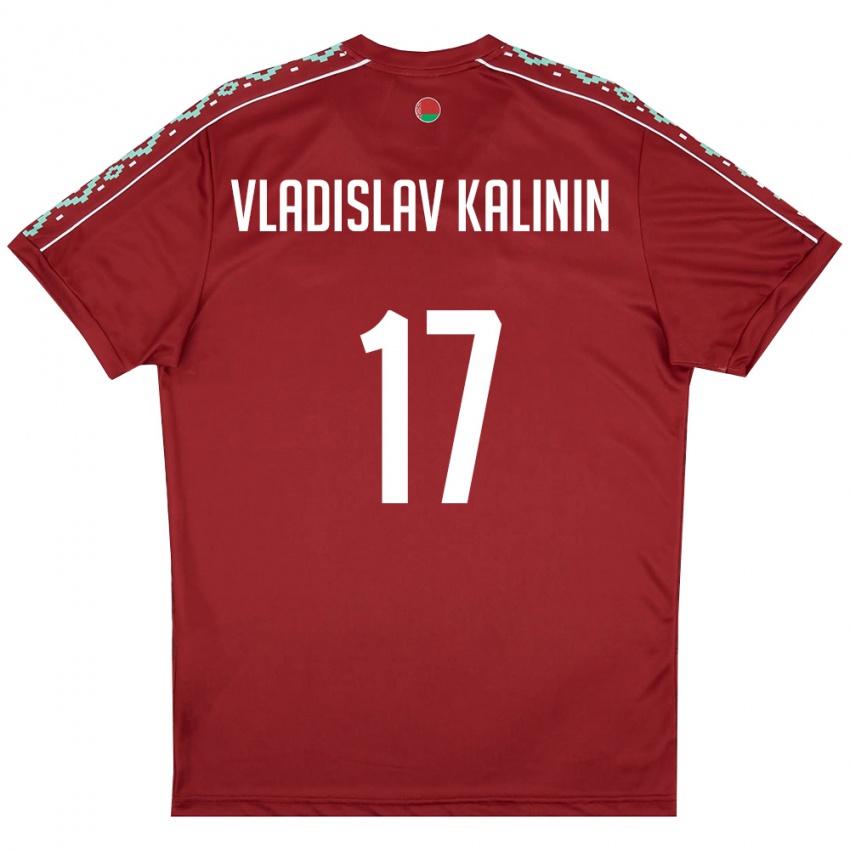 גברים בלארוס ולדיסלב קלינין #17 אדום עמוק לבן ג'רזי ביתית 26-28 חולצה קצרה