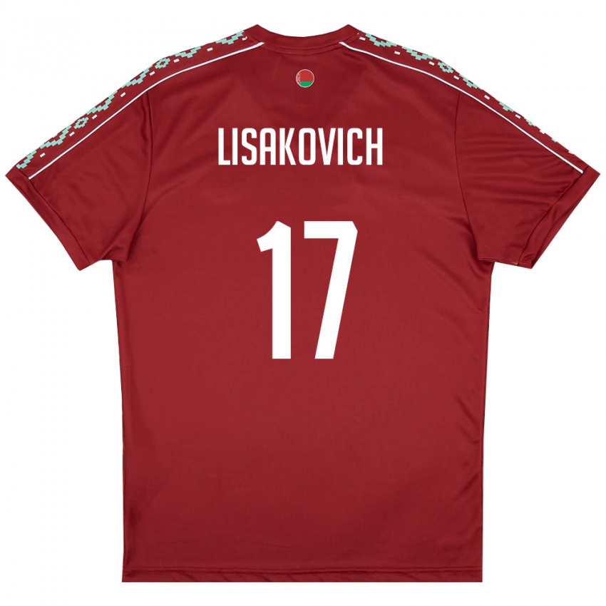 גברים בלארוס ויטלי ליסקוביץ' #17 אדום עמוק לבן ג'רזי ביתית 26-28 חולצה קצרה