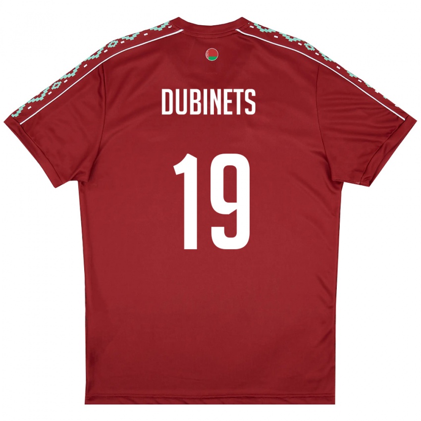 גברים בלארוס Ilya Dubinets #19 אדום עמוק לבן ג'רזי ביתית 26-28 חולצה קצרה