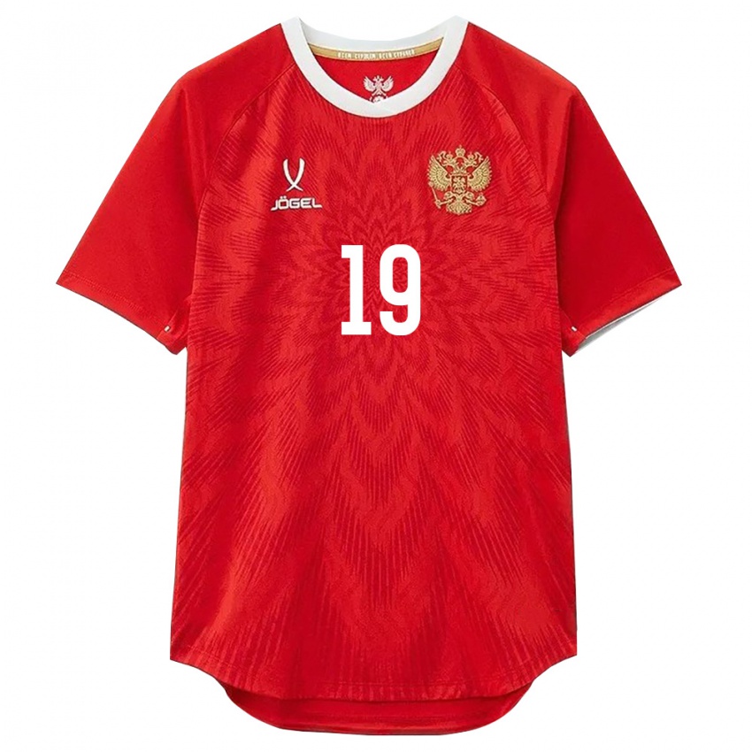 גברים רוסיה רוסלן ליטבינוב #19 אדום לבן חום ג'רזי ביתית 26-28 חולצה קצרה