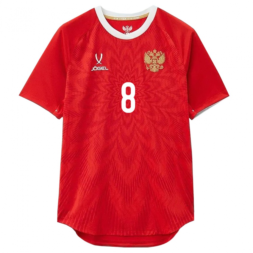 גברים רוסיה Aleksandr Yudin #8 אדום לבן חום ג'רזי ביתית 26-28 חולצה קצרה