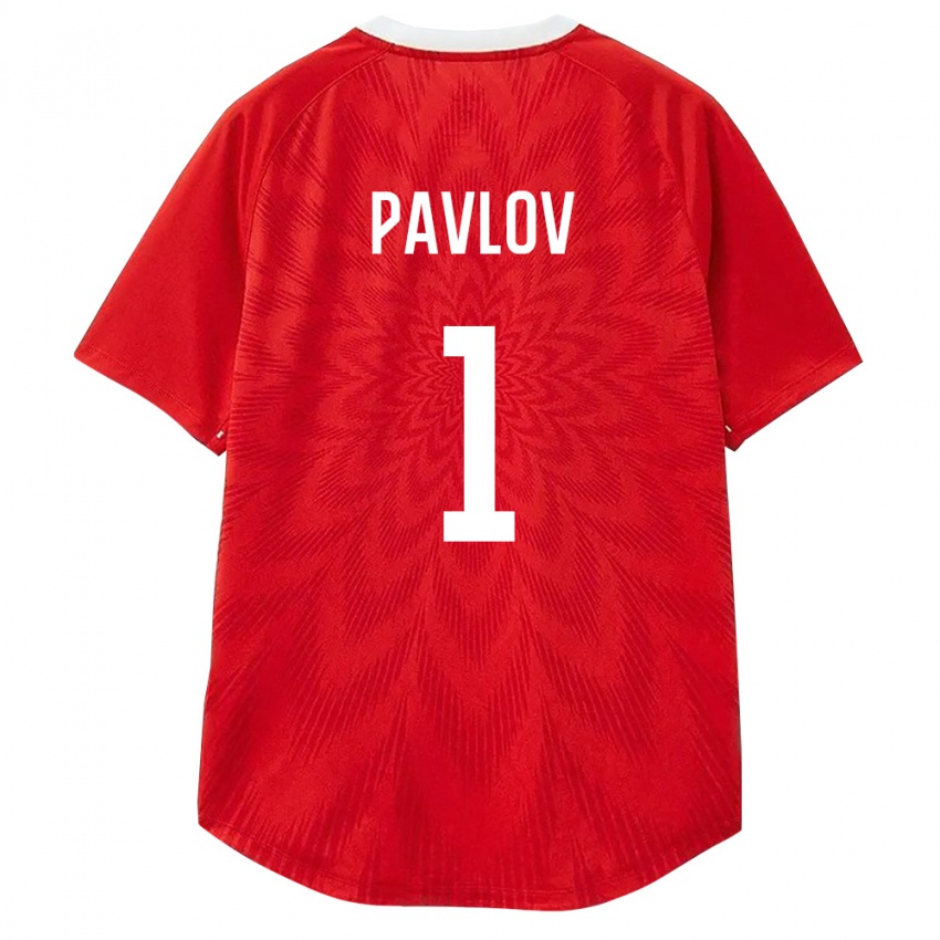 גברים רוסיה Nikita Pavlov #1 אדום לבן חום ג'רזי ביתית 26-28 חולצה קצרה