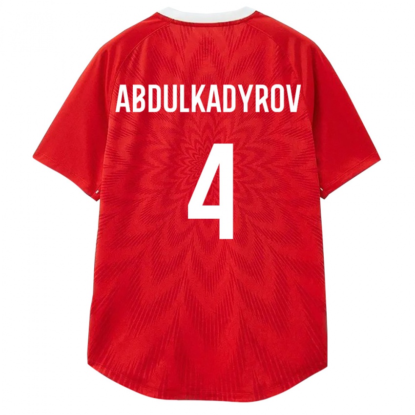 גברים רוסיה Dzhamalutdin Abdulkadyrov #4 אדום לבן חום ג'רזי ביתית 26-28 חולצה קצרה