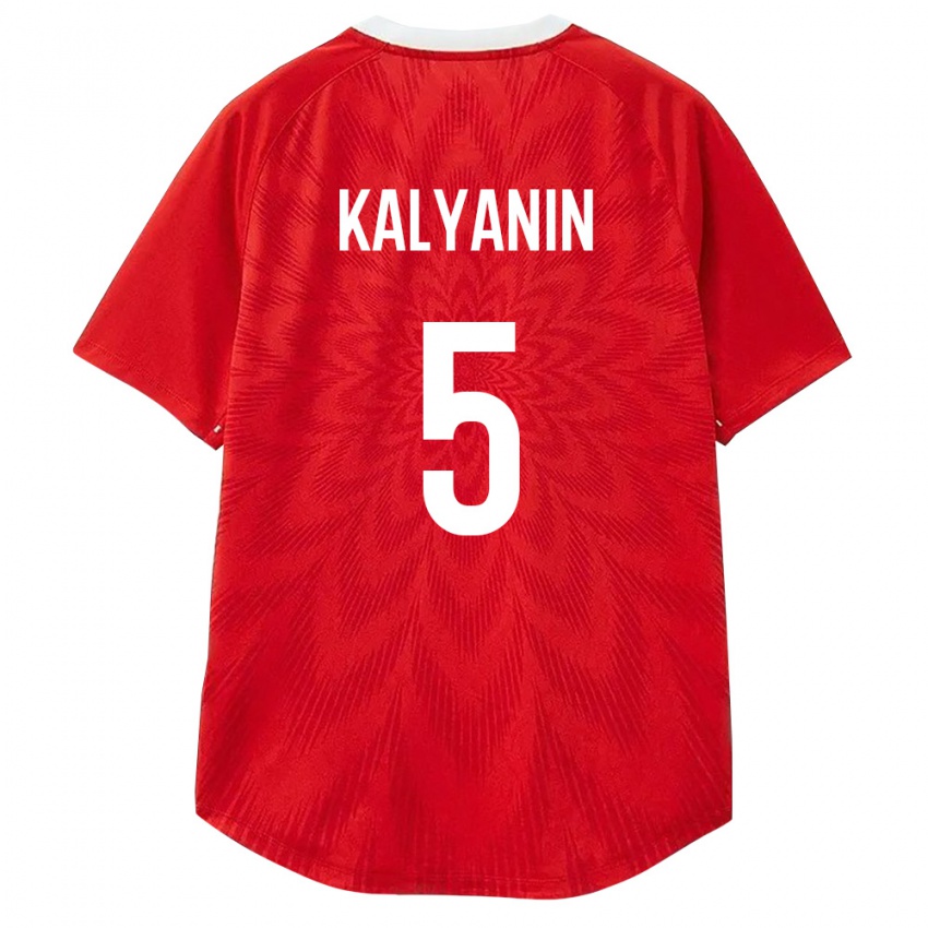 גברים רוסיה Artemiy Kalyanin #5 אדום לבן חום ג'רזי ביתית 26-28 חולצה קצרה