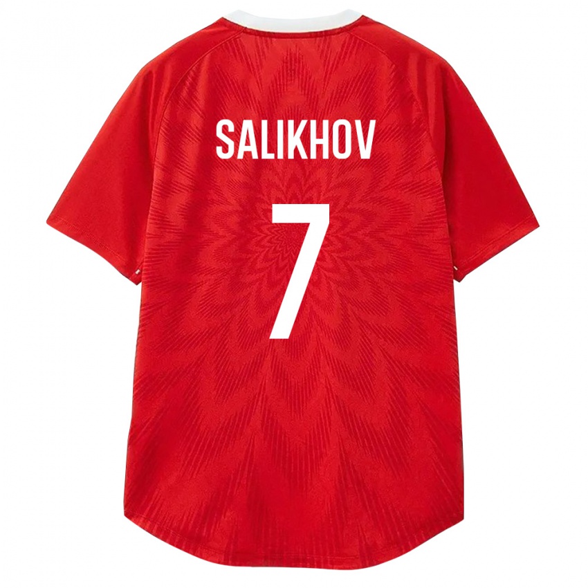 גברים רוסיה Leonid Salikhov #7 אדום לבן חום ג'רזי ביתית 26-28 חולצה קצרה
