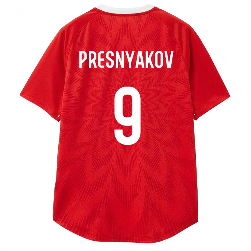 גברים רוסיה Arseniy Presnyakov #9 אדום לבן חום ג'רזי ביתית 26-28 חולצה קצרה