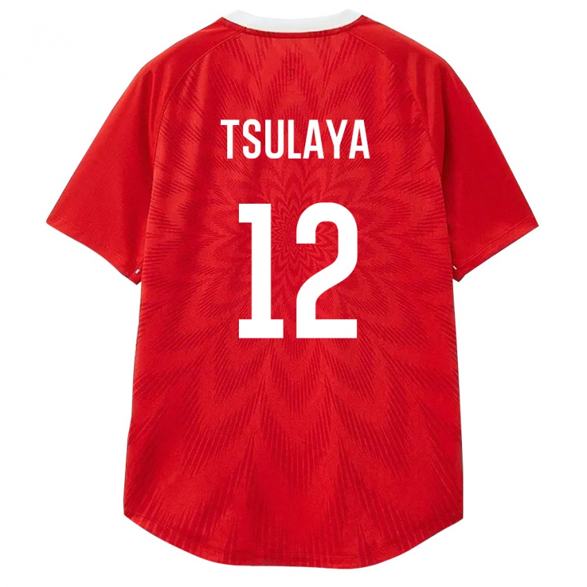 גברים רוסיה Mikhail Tsulaya #12 אדום לבן חום ג'רזי ביתית 26-28 חולצה קצרה