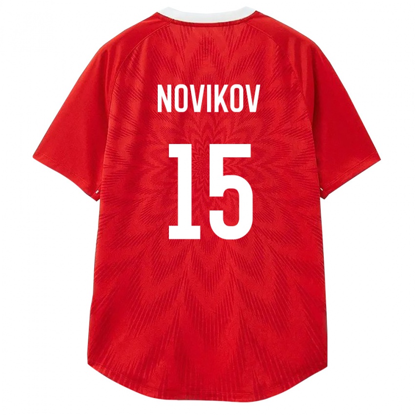 גברים רוסיה Pavel Novikov #15 אדום לבן חום ג'רזי ביתית 26-28 חולצה קצרה