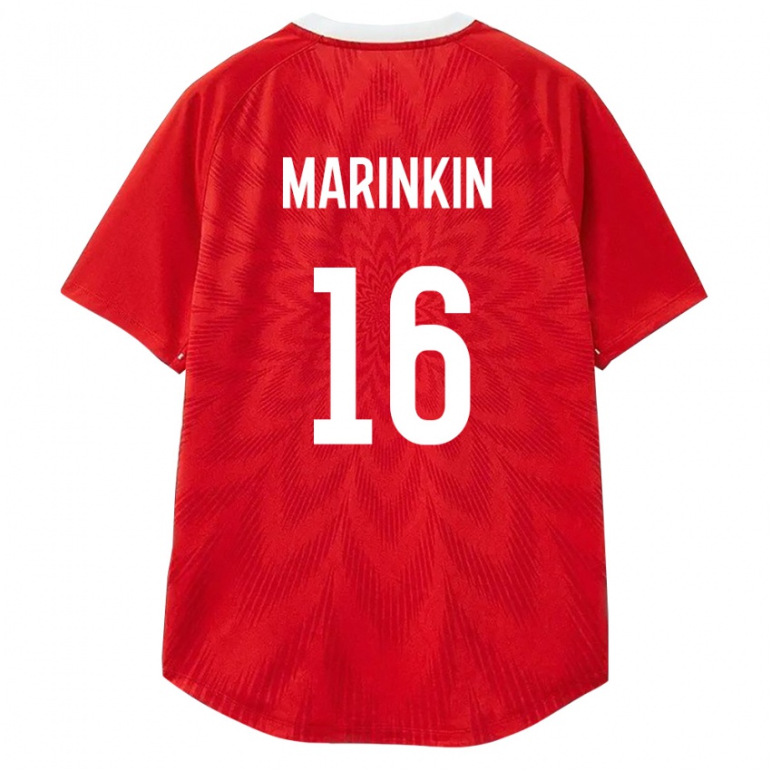 גברים רוסיה Timofey Marinkin #16 אדום לבן חום ג'רזי ביתית 26-28 חולצה קצרה