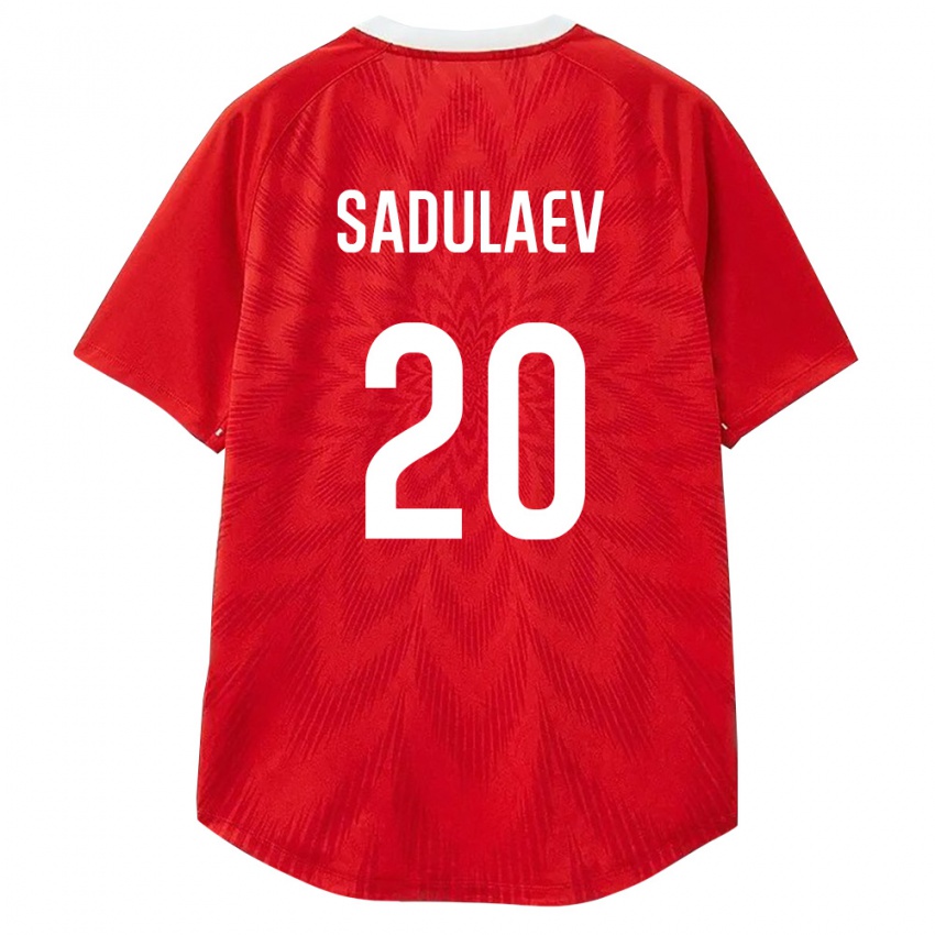 גברים רוסיה Lechi Sadulaev #20 אדום לבן חום ג'רזי ביתית 26-28 חולצה קצרה