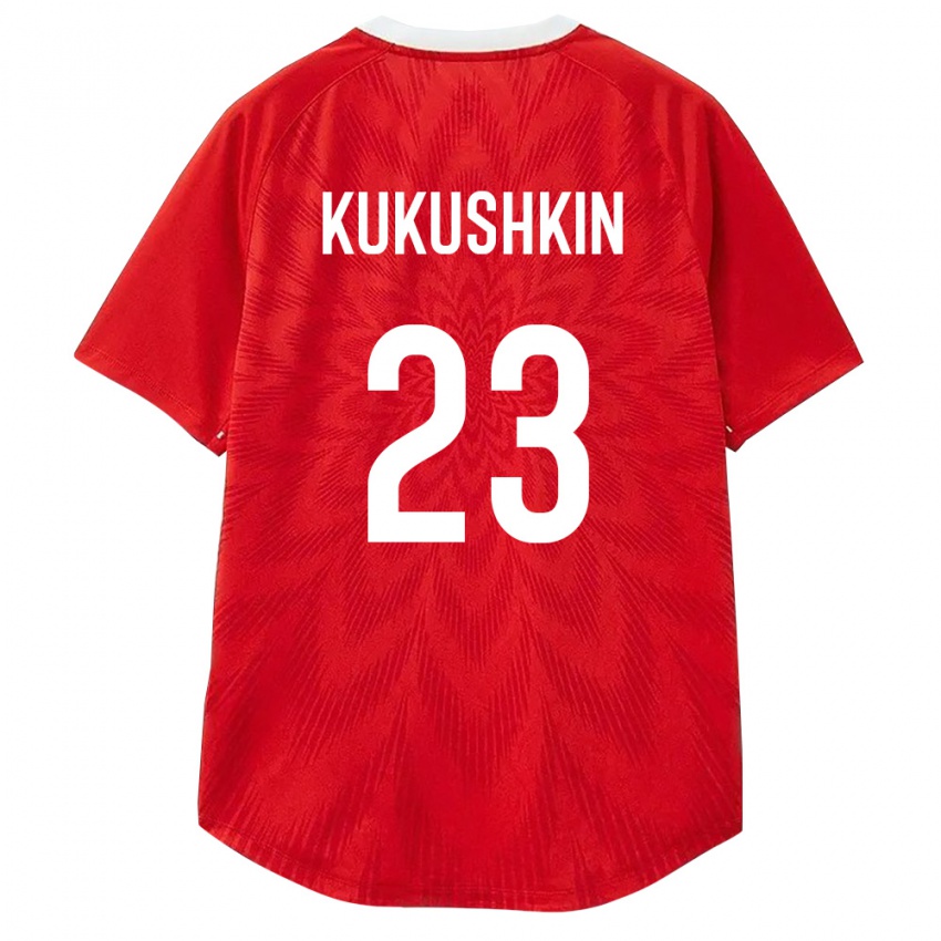 גברים רוסיה Egor Kukushkin #23 אדום לבן חום ג'רזי ביתית 26-28 חולצה קצרה