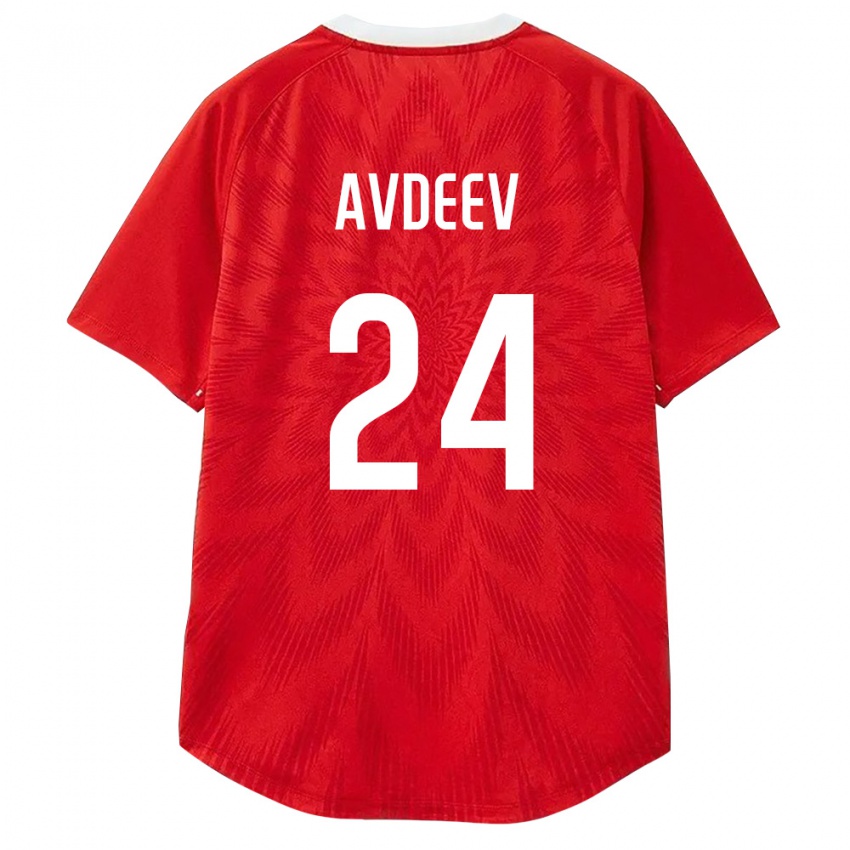 גברים רוסיה Denis Avdeev #24 אדום לבן חום ג'רזי ביתית 26-28 חולצה קצרה