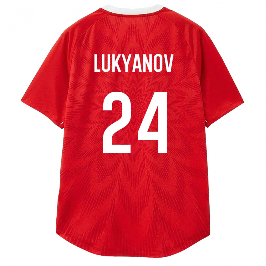 גברים רוסיה Ratmir Lukyanov #24 אדום לבן חום ג'רזי ביתית 26-28 חולצה קצרה