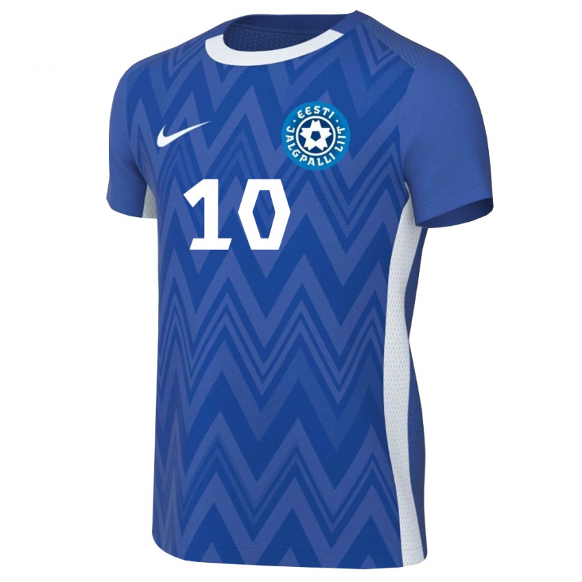 גברים אסטוניה Kevor Palumets #10 כחול כהה לבן ג'רזי ביתית 26-28 חולצה קצרה