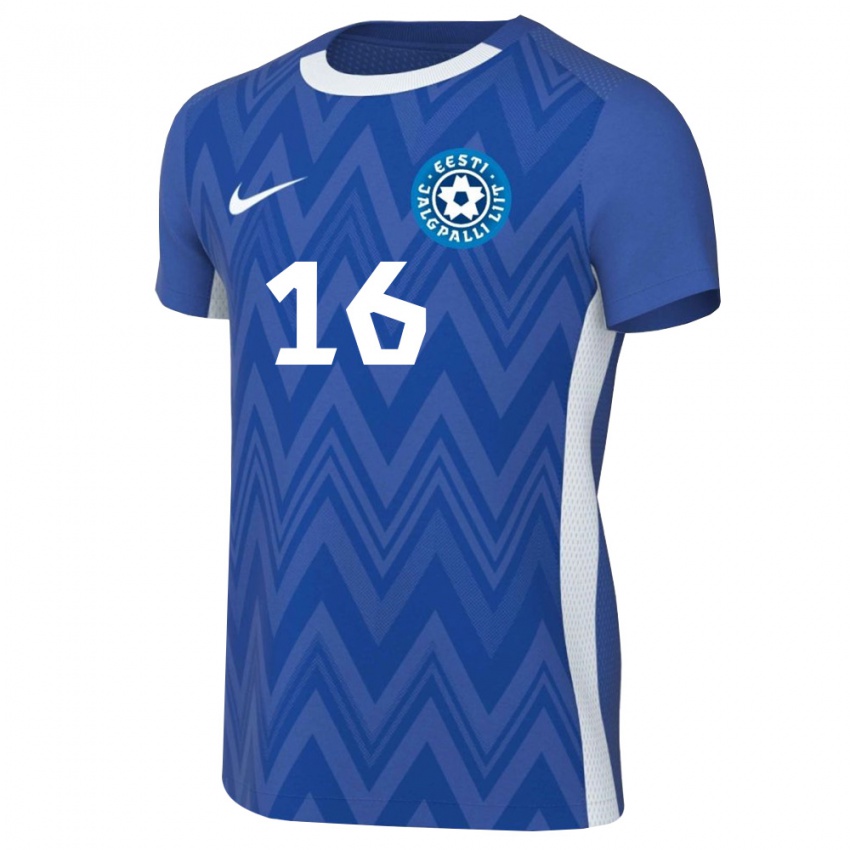 גברים אסטוניה Romet Külm #16 כחול כהה לבן ג'רזי ביתית 26-28 חולצה קצרה