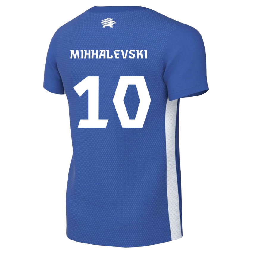גברים אסטוניה Robert Mihhalevski #10 כחול כהה לבן ג'רזי ביתית 26-28 חולצה קצרה