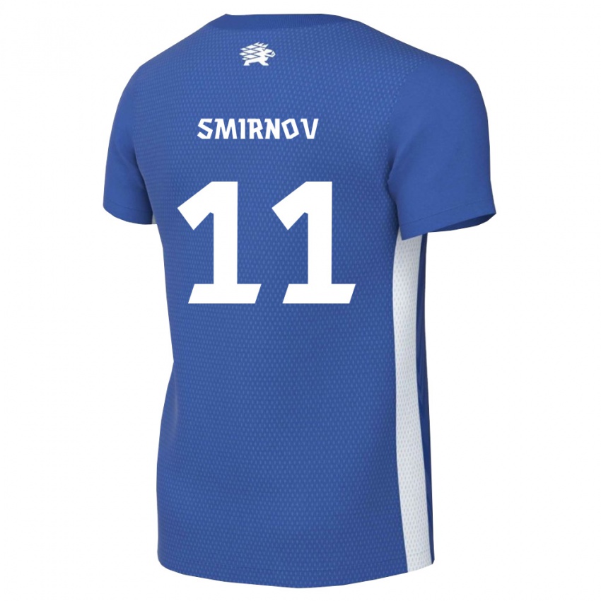 גברים אסטוניה רמון סמירנוב #11 כחול כהה לבן ג'רזי ביתית 26-28 חולצה קצרה
