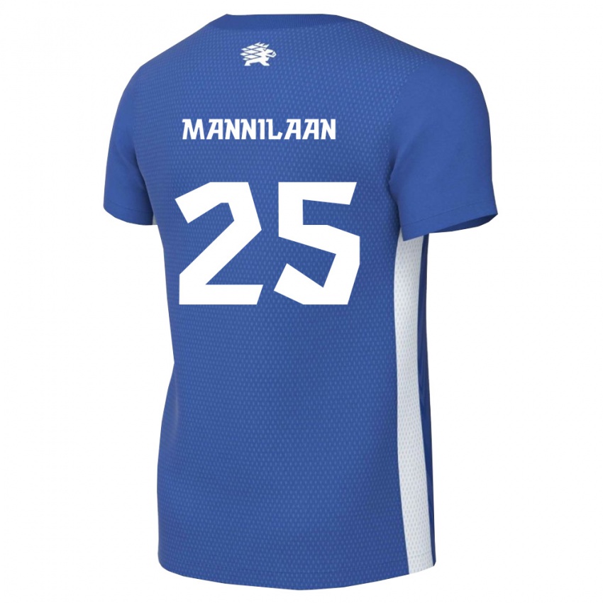 גברים אסטוניה Mattias Männilaan #25 כחול כהה לבן ג'רזי ביתית 26-28 חולצה קצרה