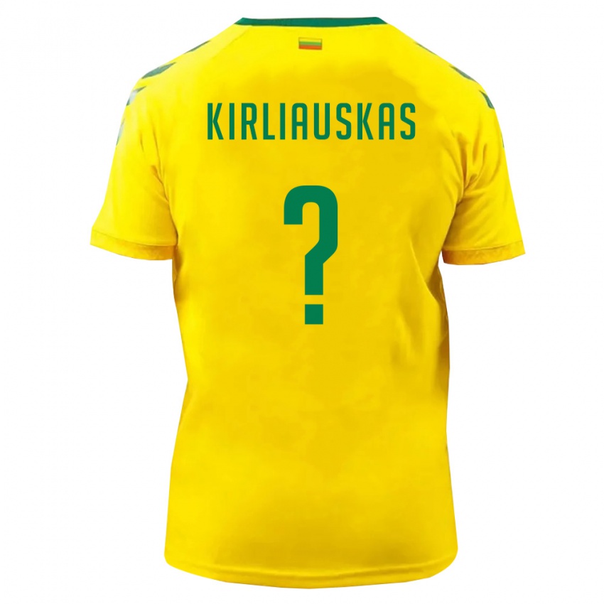 גברים ליטא Emilis Kirliauskas #0 צהוב ירוק ג'רזי ביתית 26-28 חולצה קצרה