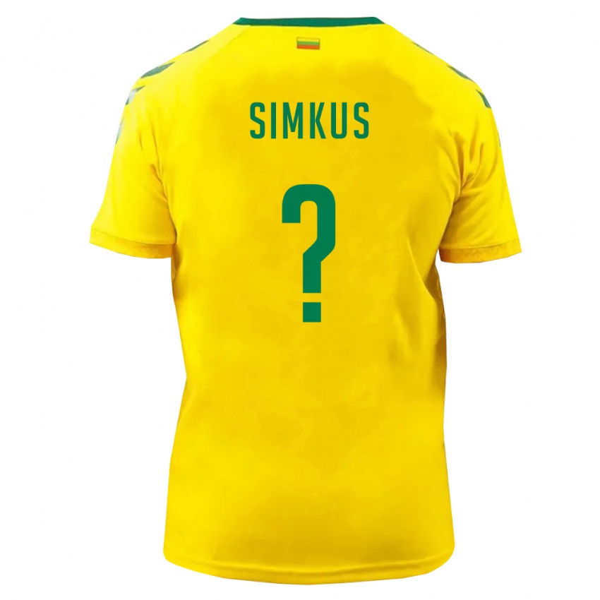 גברים ליטא Kajus Simkus #0 צהוב ירוק ג'רזי ביתית 26-28 חולצה קצרה