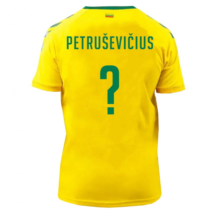 גברים ליטא Domas Petruševičius #0 צהוב ירוק ג'רזי ביתית 26-28 חולצה קצרה