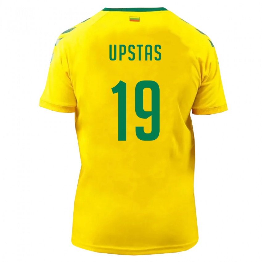 גברים ליטא Klaudijus Upstas #19 צהוב ירוק ג'רזי ביתית 26-28 חולצה קצרה
