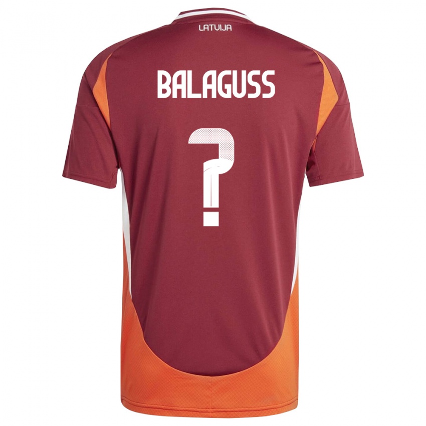 גברים לטביה Nils Balaguss #0 אדום עמוק לבן כתום ג'רזי ביתית 26-28 חולצה קצרה