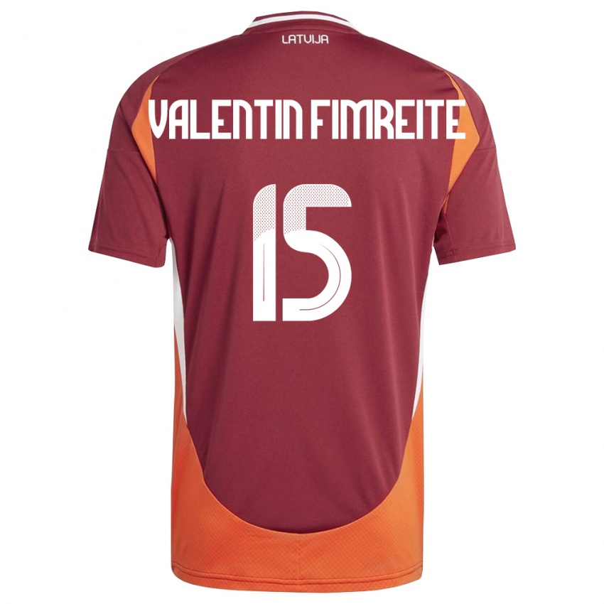 גברים לטביה Gabriel Valentin Fimreite #15 אדום עמוק לבן כתום ג'רזי ביתית 26-28 חולצה קצרה