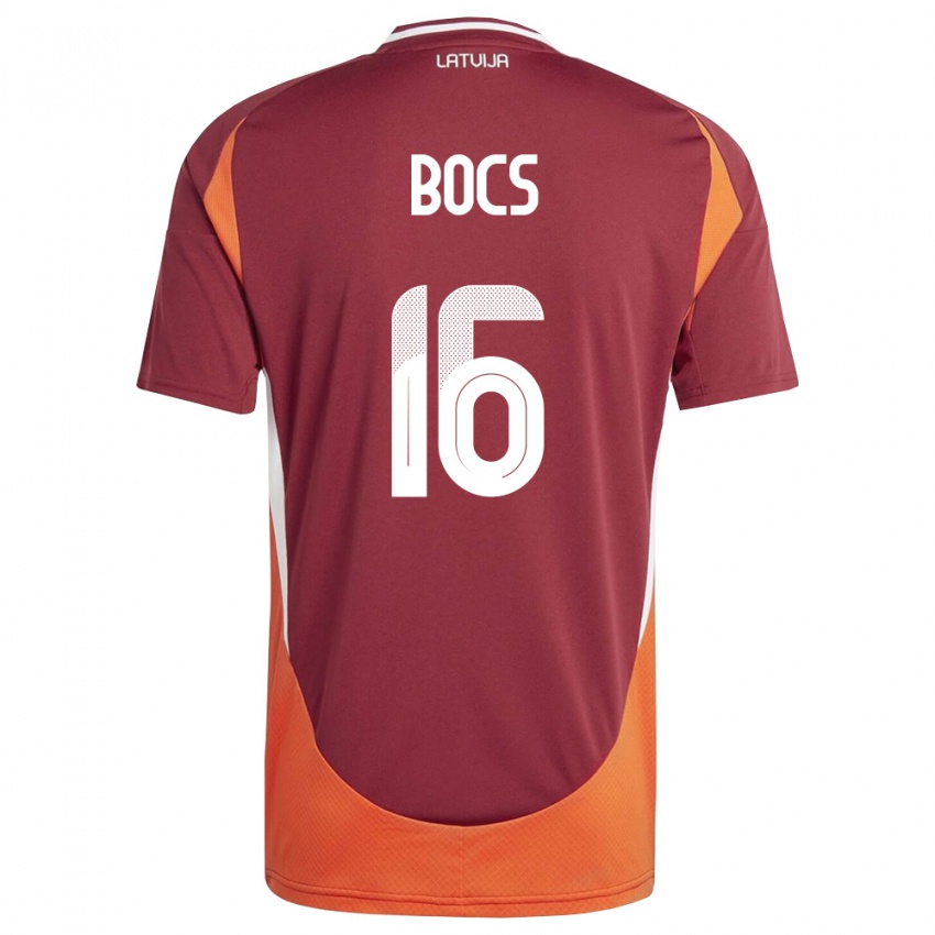 גברים לטביה Roberts Bocs #16 אדום עמוק לבן כתום ג'רזי ביתית 26-28 חולצה קצרה