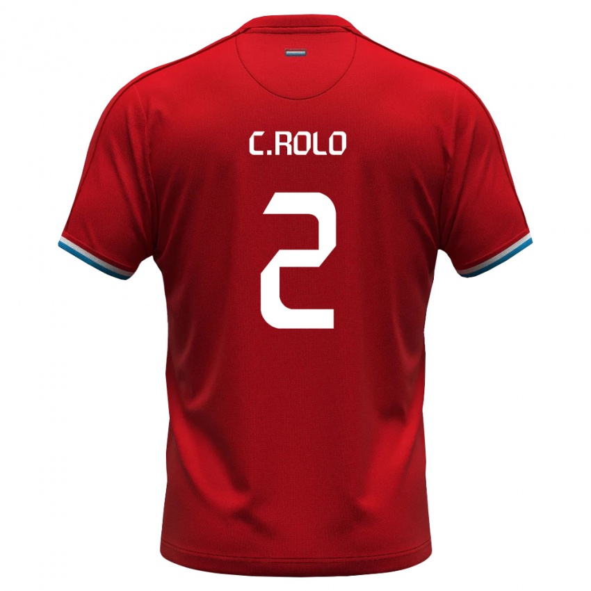 גברים לוקסמבורג Cristiano De Castro Rolo #2 אדום לבן כחול ג'רזי ביתית 26-28 חולצה קצרה