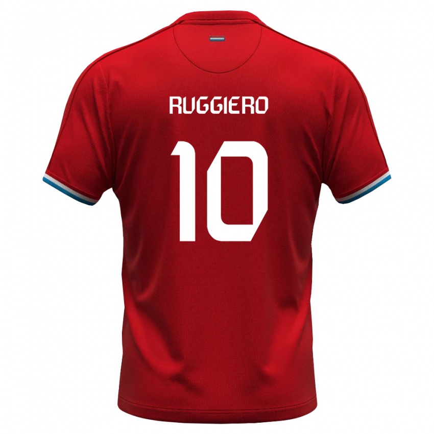 גברים לוקסמבורג Domenico Ruggiero #10 אדום לבן כחול ג'רזי ביתית 26-28 חולצה קצרה