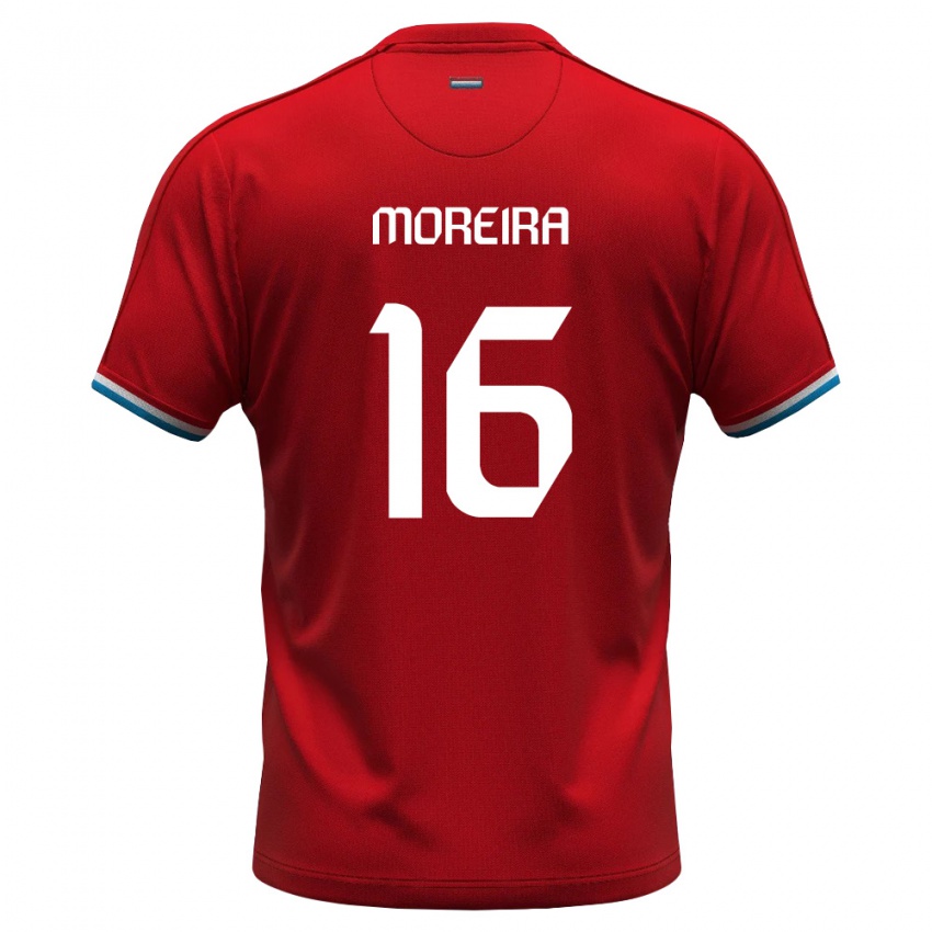 גברים לוקסמבורג Saiyen Moreira #16 אדום לבן כחול ג'רזי ביתית 26-28 חולצה קצרה
