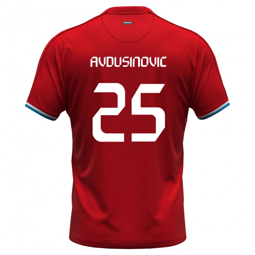 גברים לוקסמבורג Kenan Avdusinovic #25 אדום לבן כחול ג'רזי ביתית 26-28 חולצה קצרה