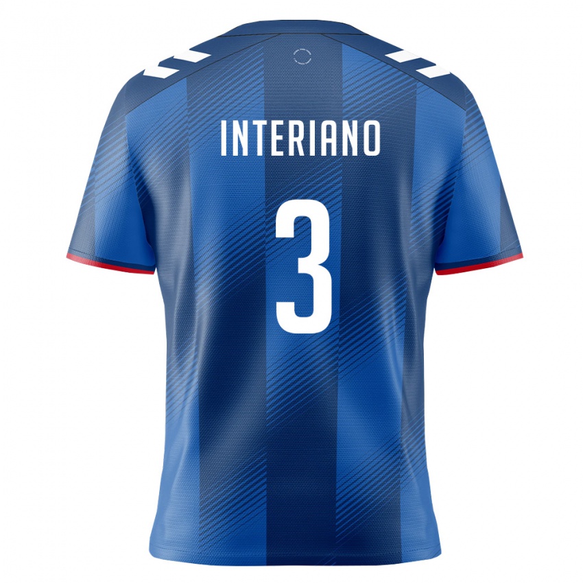 גברים פוארטו ריקו Jordan Interiano #3 כחול מלכותי אדום לבן ג'רזי ביתית 26-28 חולצה קצרה