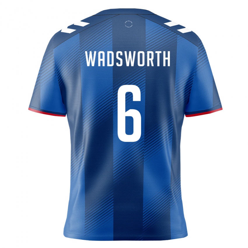 גברים פוארטו ריקו Lleyton Wadsworth #6 כחול מלכותי אדום לבן ג'רזי ביתית 26-28 חולצה קצרה