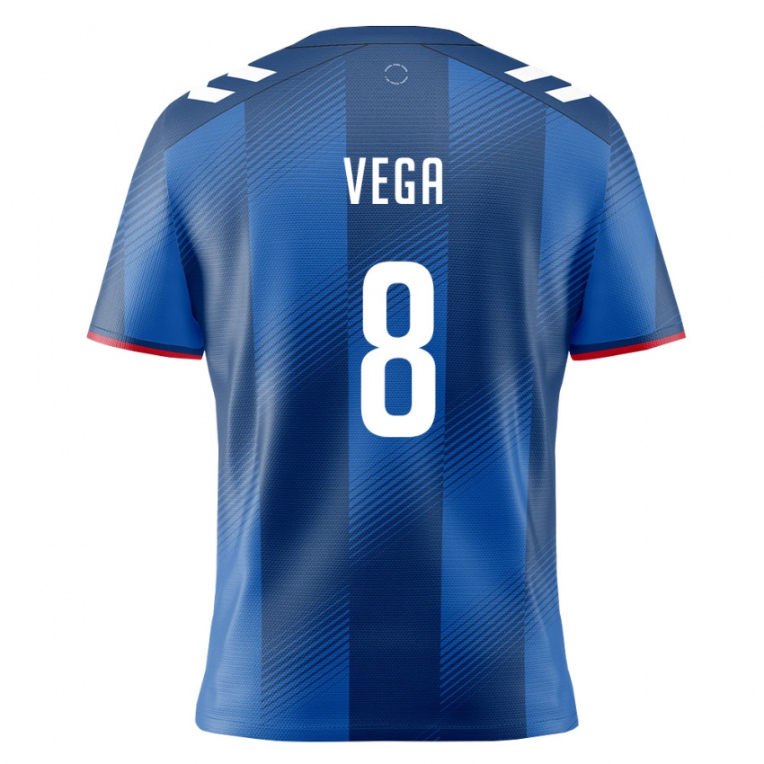 גברים פוארטו ריקו Ougir Vega #8 כחול מלכותי אדום לבן ג'רזי ביתית 26-28 חולצה קצרה