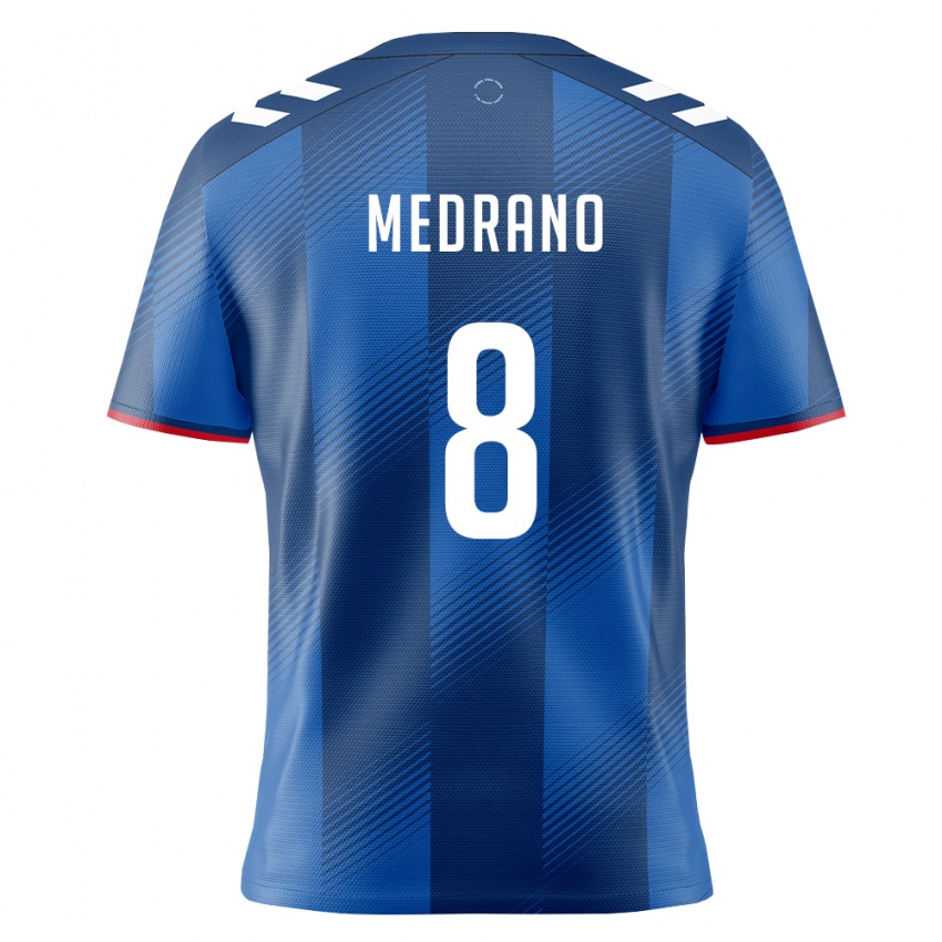 גברים פוארטו ריקו Keven Medrano #8 כחול מלכותי אדום לבן ג'רזי ביתית 26-28 חולצה קצרה