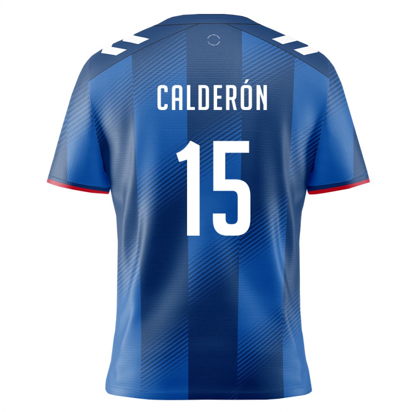 גברים פוארטו ריקו Gio Calderón #15 כחול מלכותי אדום לבן ג'רזי ביתית 26-28 חולצה קצרה