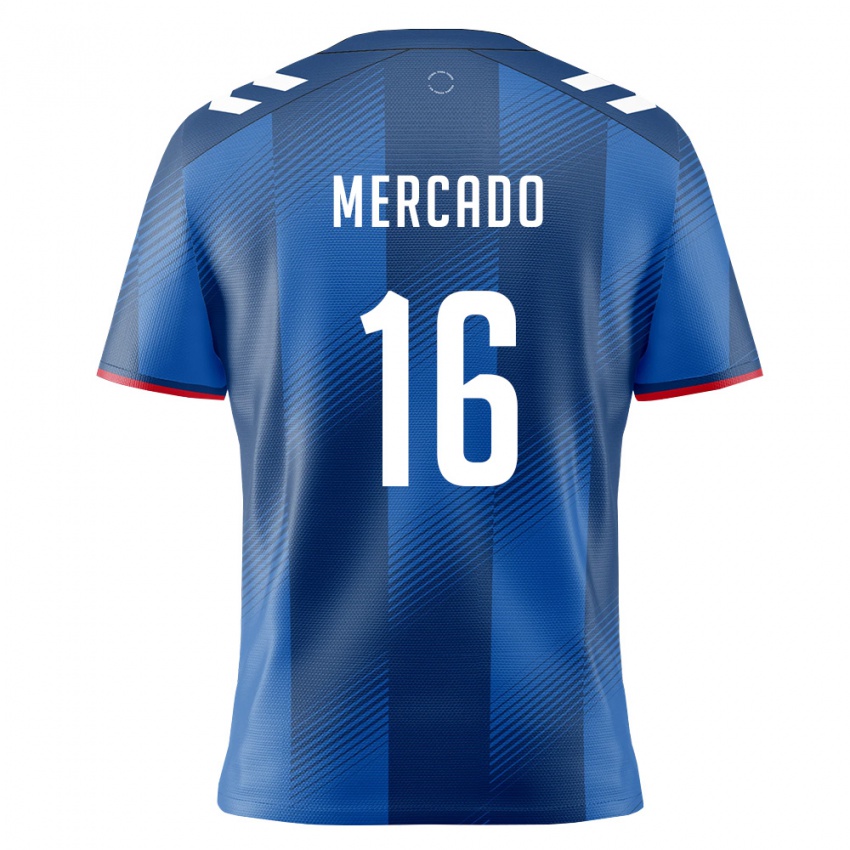 גברים פוארטו ריקו Ángel Mercado #16 כחול מלכותי אדום לבן ג'רזי ביתית 26-28 חולצה קצרה