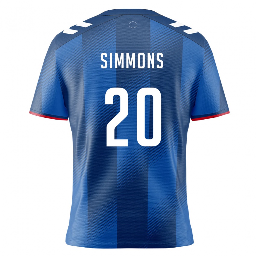 גברים פוארטו ריקו Caleb Simmons #20 כחול מלכותי אדום לבן ג'רזי ביתית 26-28 חולצה קצרה